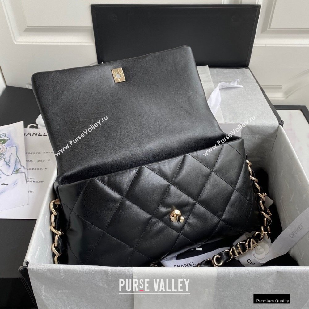 Chanel Lambskin Medium Flap Bag with Logo Strap AS2300 Black 2021 (jiyuan/haoyun-21012202)