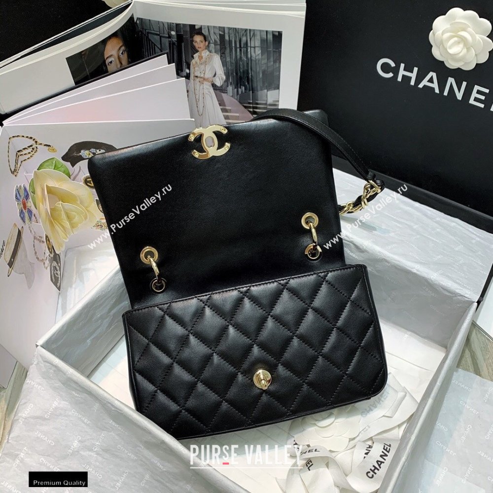 Chanel Lambskin Large Flap Bag AS2319 Black 2021 (jiyuan/haoyun-21012213)