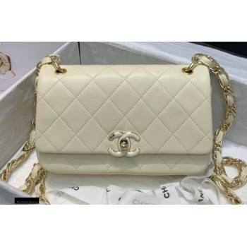 Chanel Lambskin Medium Flap Bag AS2318 Creamy 2021 (jiyuan/haoyun-21012217)