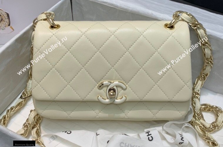 Chanel Lambskin Medium Flap Bag AS2318 Creamy 2021 (jiyuan/haoyun-21012217)