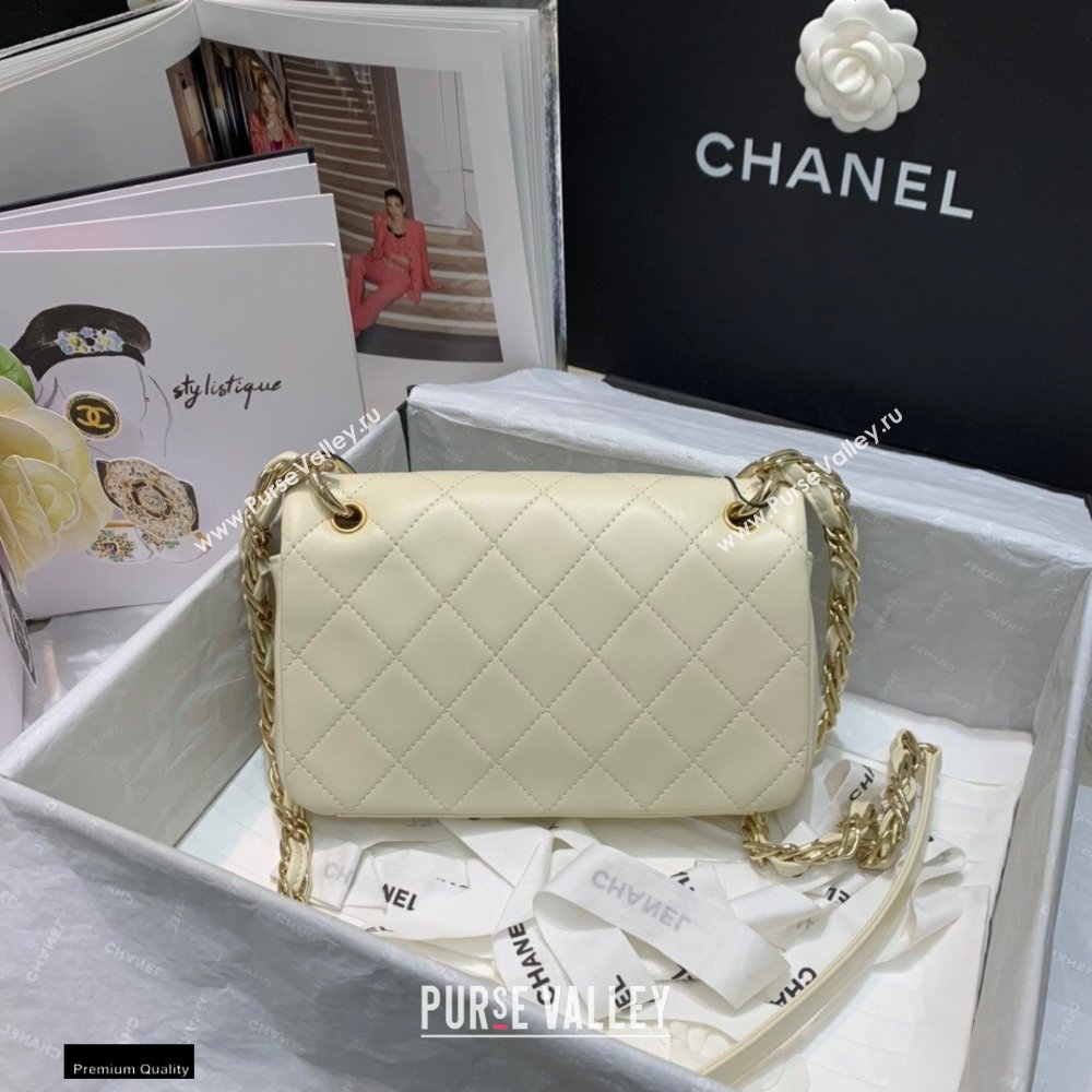 Chanel Lambskin Medium Flap Bag AS2318 Creamy 2021 (jiyuan/haoyun-21012217)