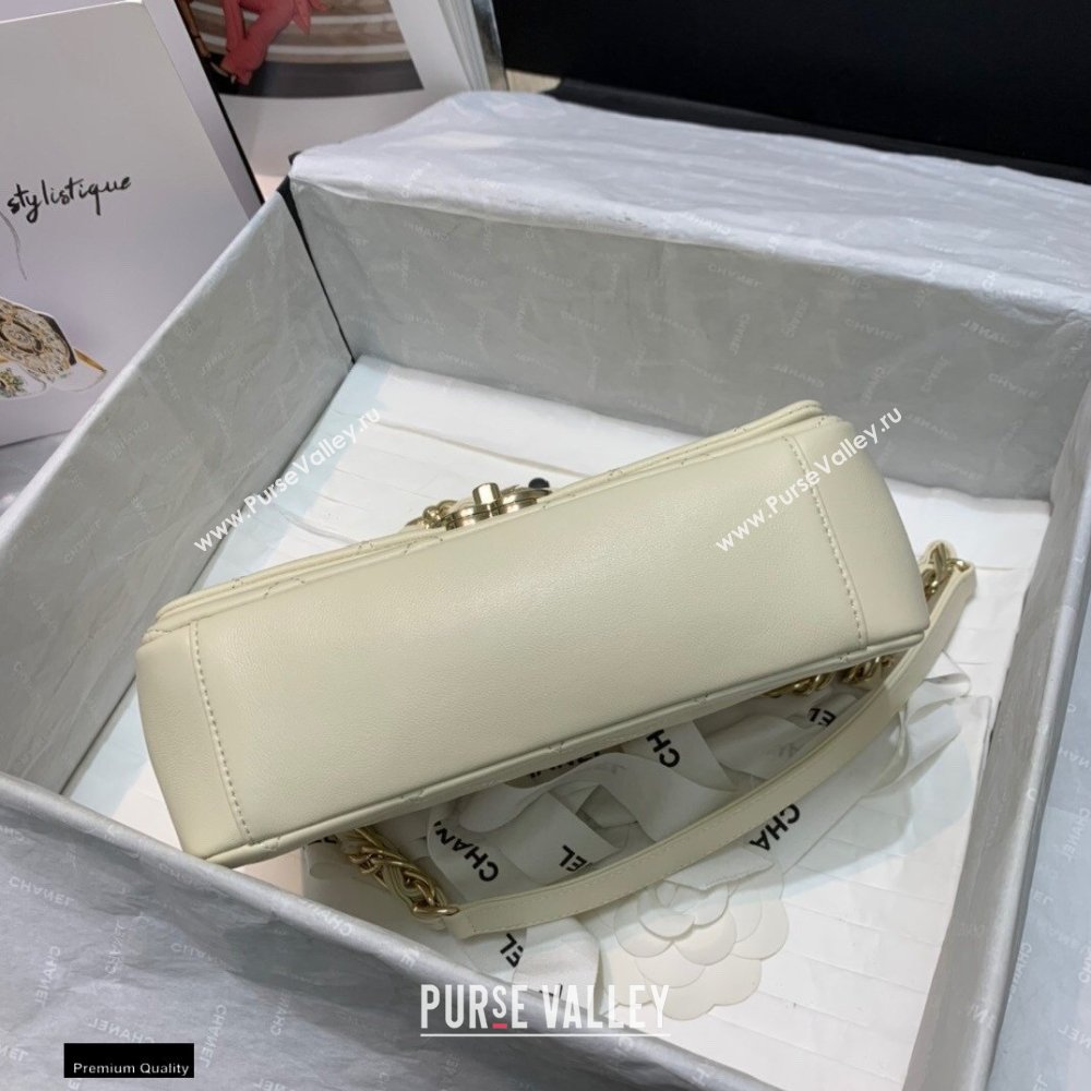 Chanel Lambskin Medium Flap Bag AS2318 Creamy 2021 (jiyuan/haoyun-21012217)