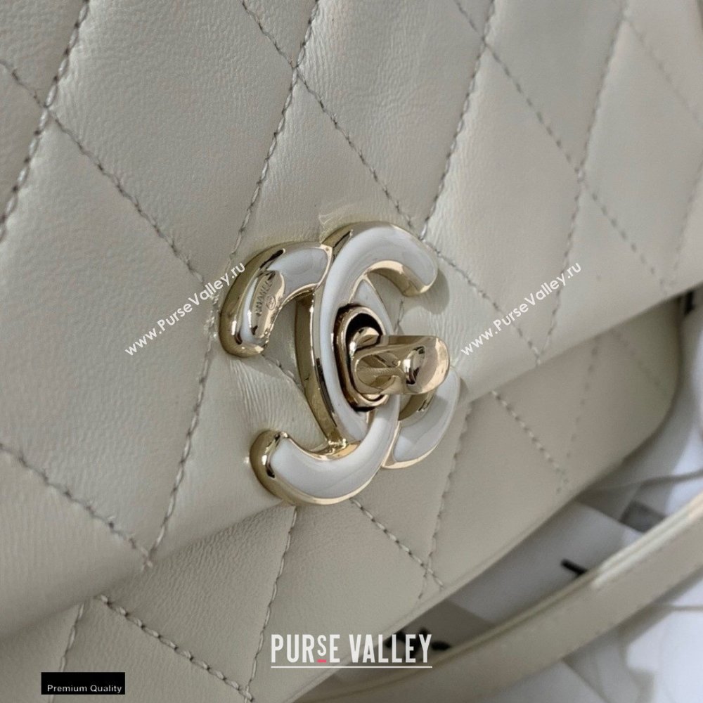 Chanel Lambskin Medium Flap Bag AS2318 Creamy 2021 (jiyuan/haoyun-21012217)