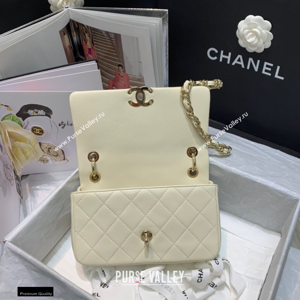 Chanel Lambskin Medium Flap Bag AS2318 Creamy 2021 (jiyuan/haoyun-21012217)