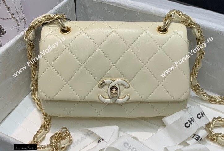 Chanel Lambskin Small Flap Bag AS2317 Creamy 2021 (jiyuan/haoyun-21012218)