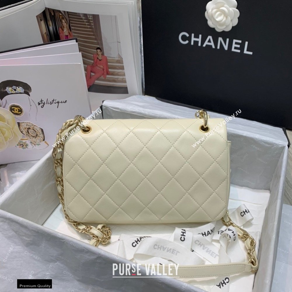 Chanel Lambskin Large Flap Bag AS2319 Creamy 2021 (jiyuan/haoyun-21012216)