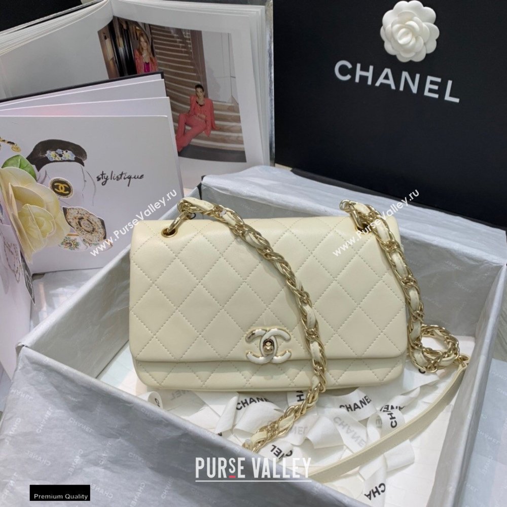 Chanel Lambskin Large Flap Bag AS2319 Creamy 2021 (jiyuan/haoyun-21012216)