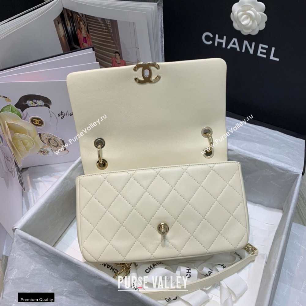 Chanel Lambskin Large Flap Bag AS2319 Creamy 2021 (jiyuan/haoyun-21012216)