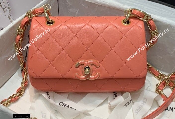 Chanel Lambskin Small Flap Bag AS2317 Coral Pink 2021 (jiyuan/haoyun-21012224)