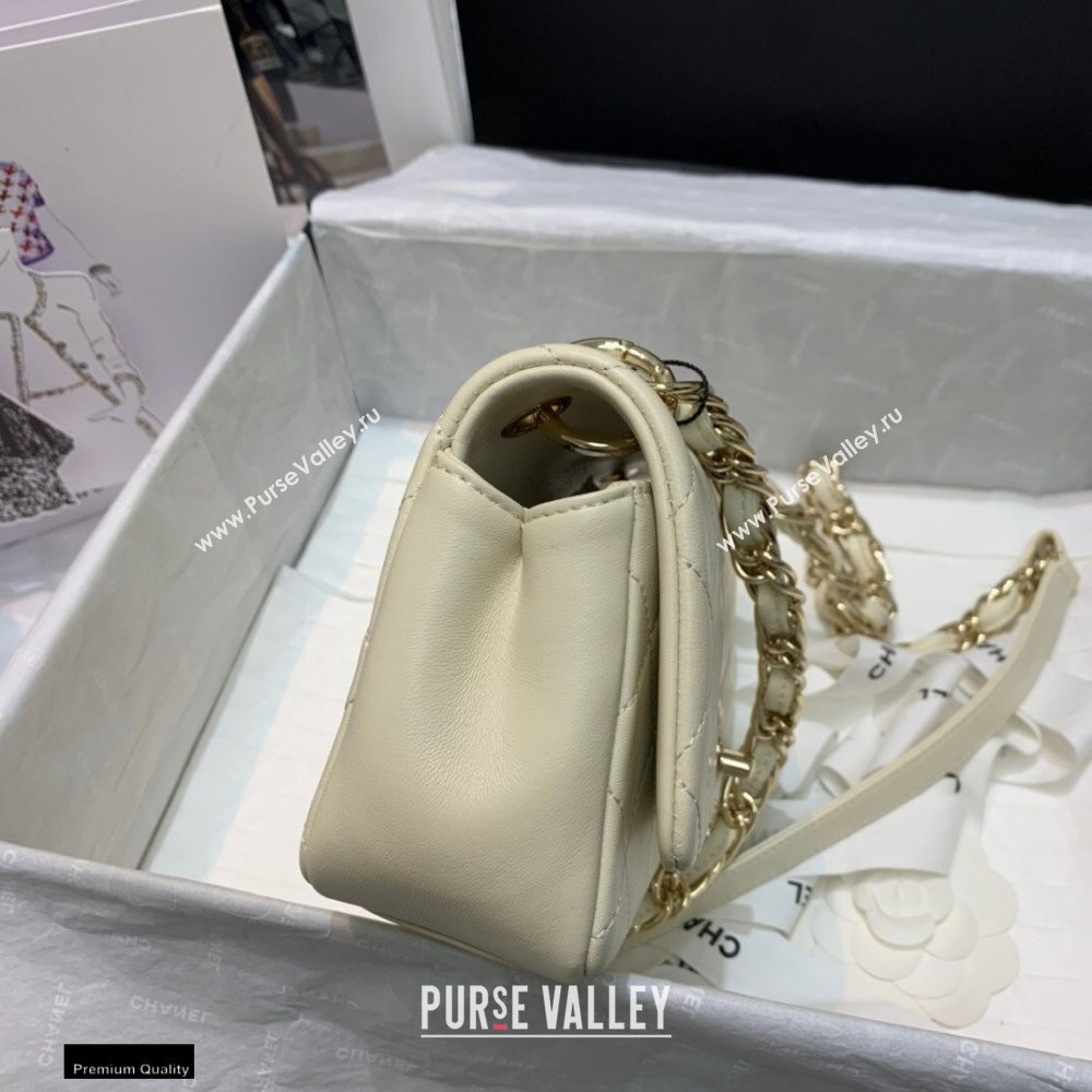 Chanel Lambskin Small Flap Bag AS2317 Creamy 2021 (jiyuan/haoyun-21012218)