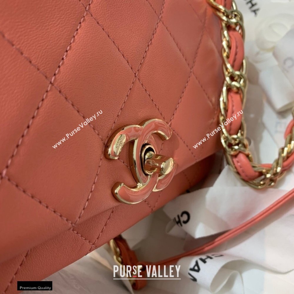 Chanel Lambskin Small Flap Bag AS2317 Coral Pink 2021 (jiyuan/haoyun-21012224)