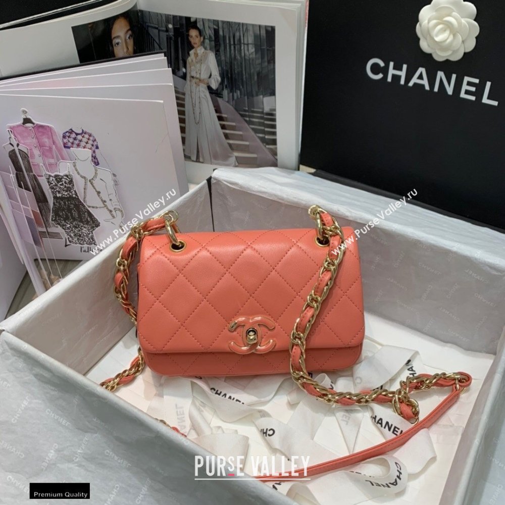 Chanel Lambskin Small Flap Bag AS2317 Coral Pink 2021 (jiyuan/haoyun-21012224)