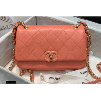 Chanel Lambskin Medium Flap Bag AS2318 Coral Pink 2021 (jiyuan/haoyun-21012223)