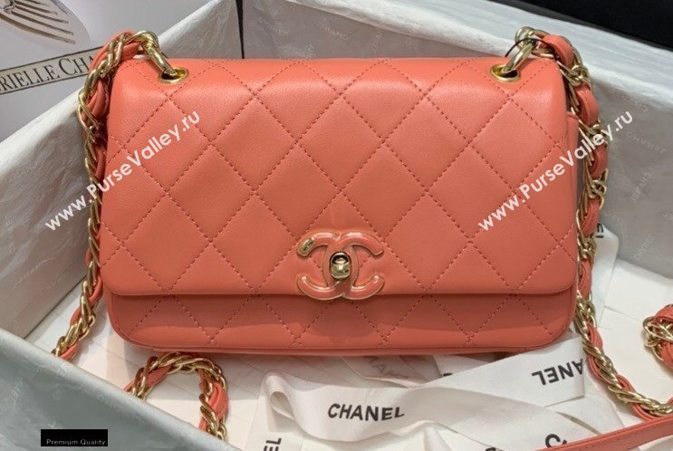 Chanel Lambskin Medium Flap Bag AS2318 Coral Pink 2021 (jiyuan/haoyun-21012223)