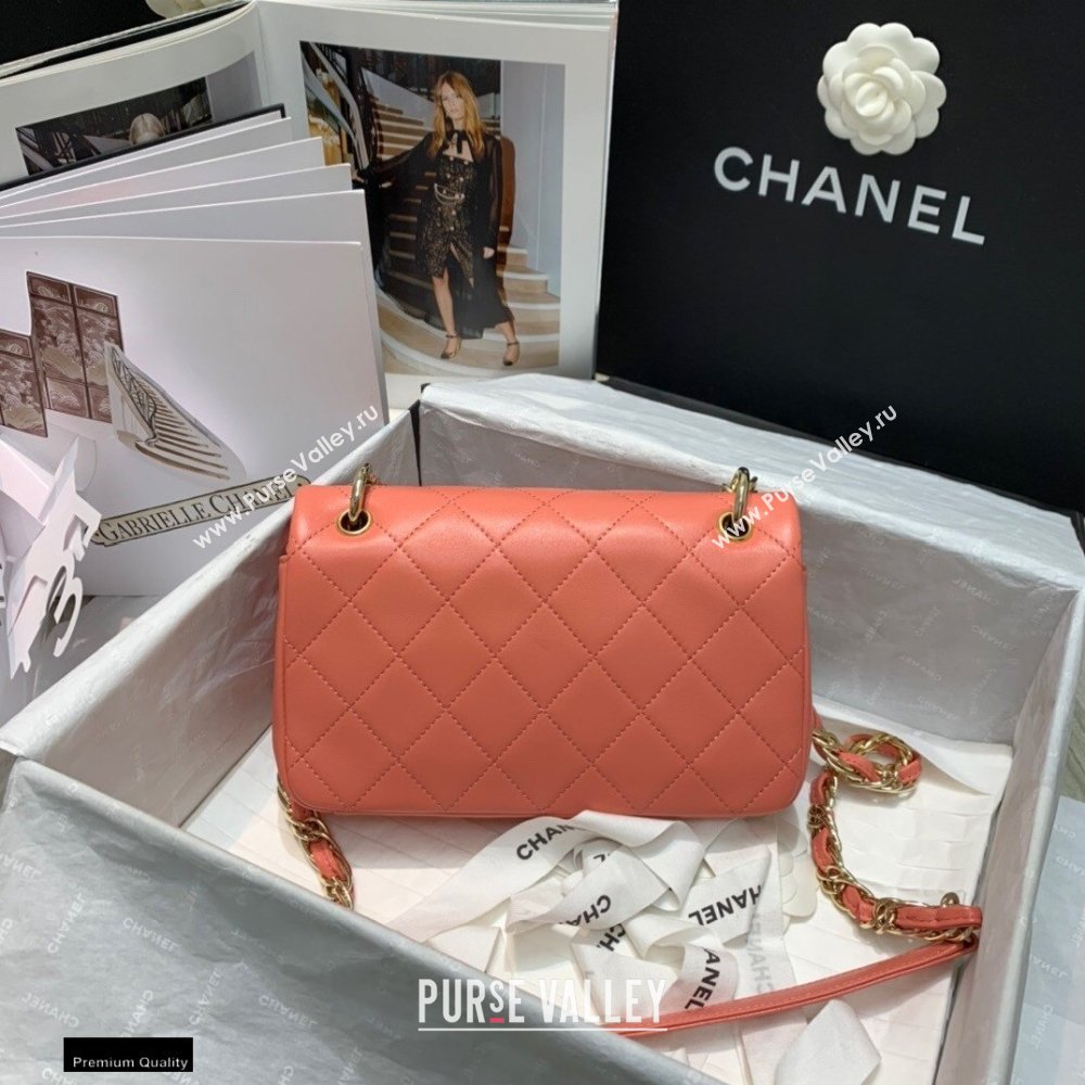 Chanel Lambskin Medium Flap Bag AS2318 Coral Pink 2021 (jiyuan/haoyun-21012223)