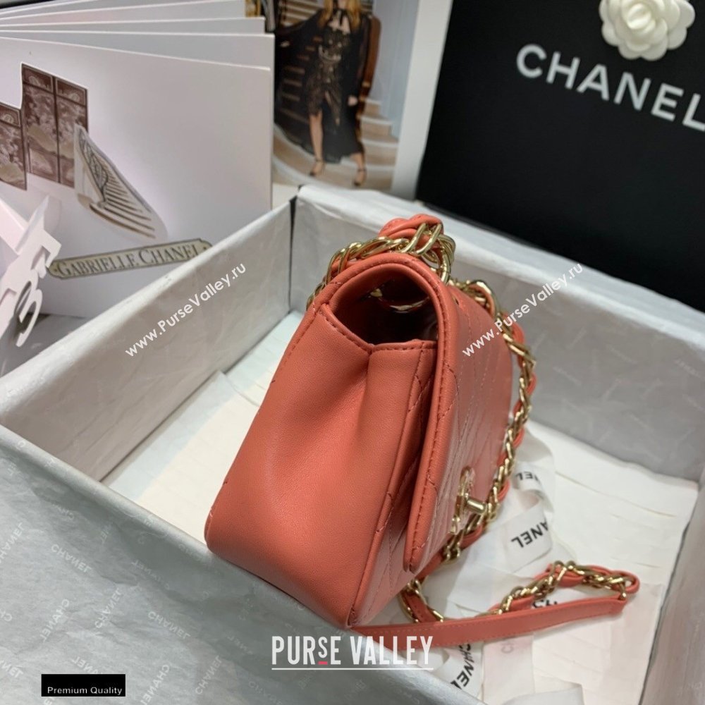 Chanel Lambskin Medium Flap Bag AS2318 Coral Pink 2021 (jiyuan/haoyun-21012223)
