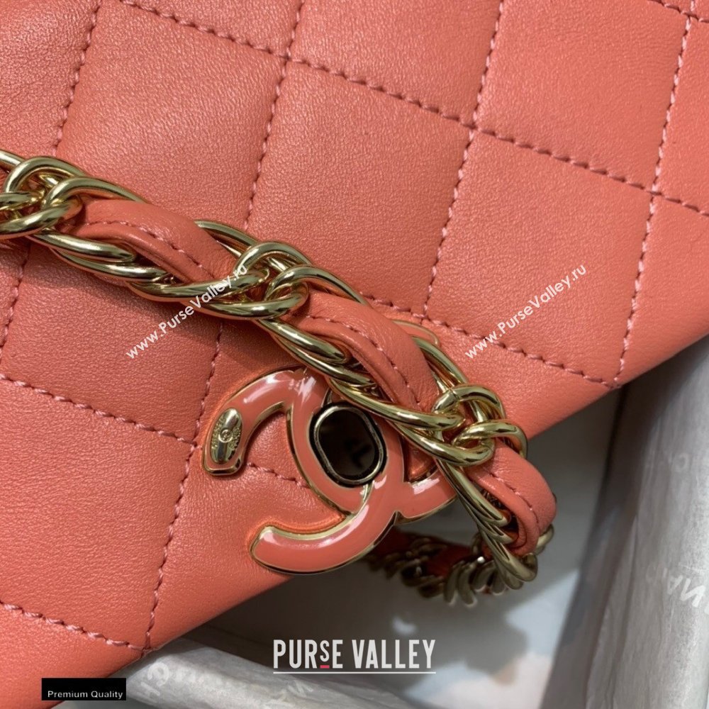 Chanel Lambskin Medium Flap Bag AS2318 Coral Pink 2021 (jiyuan/haoyun-21012223)
