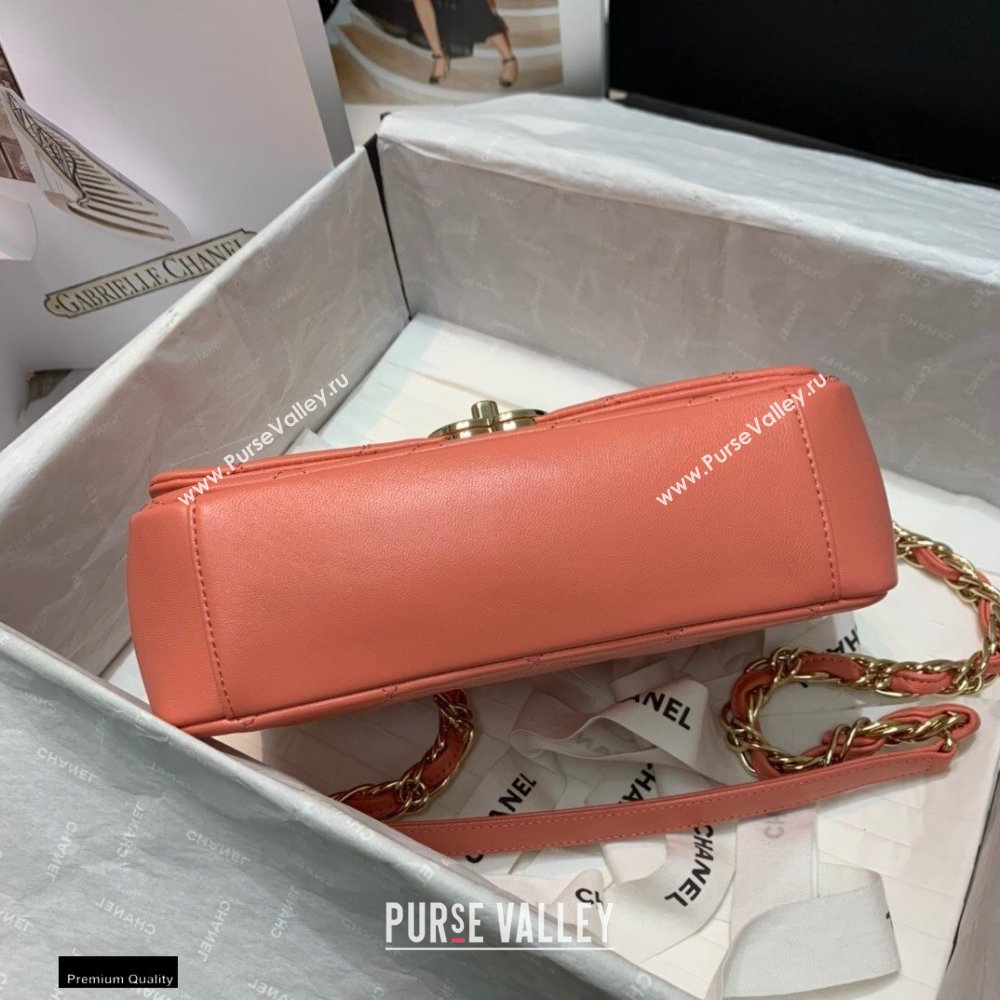 Chanel Lambskin Medium Flap Bag AS2318 Coral Pink 2021 (jiyuan/haoyun-21012223)