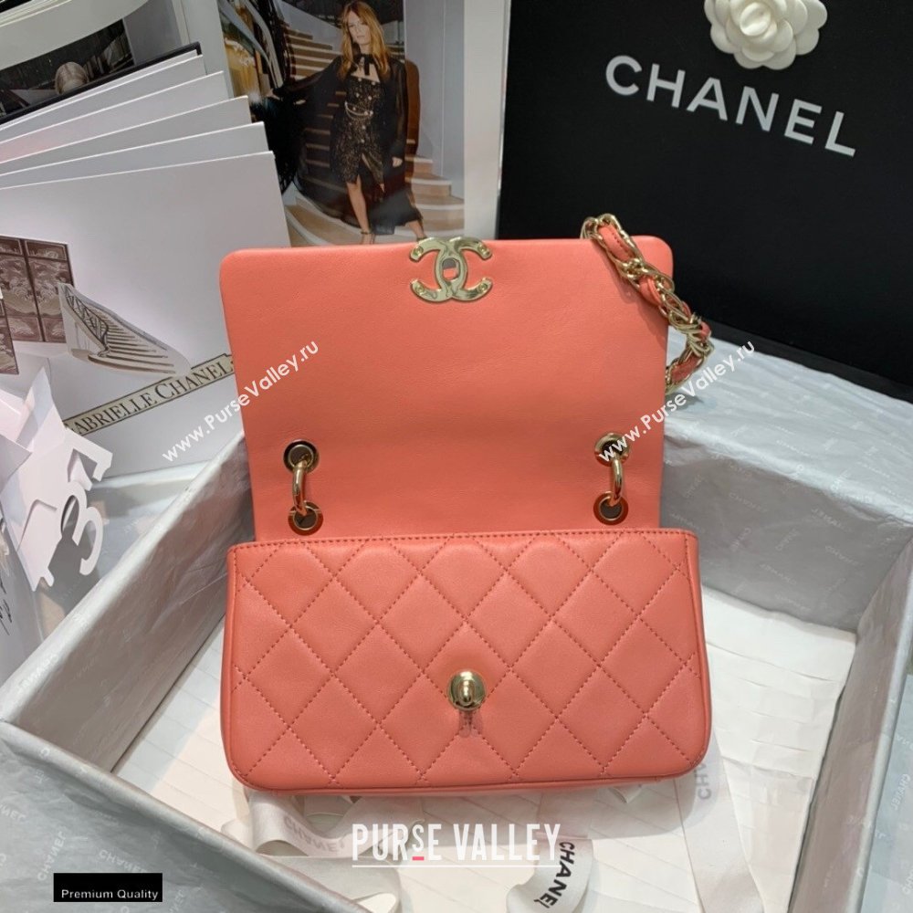 Chanel Lambskin Medium Flap Bag AS2318 Coral Pink 2021 (jiyuan/haoyun-21012223)