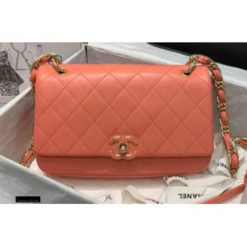 Chanel Lambskin Large Flap Bag AS2319 Coral Pink 2021 (jiyuan/haoyun-21012222)