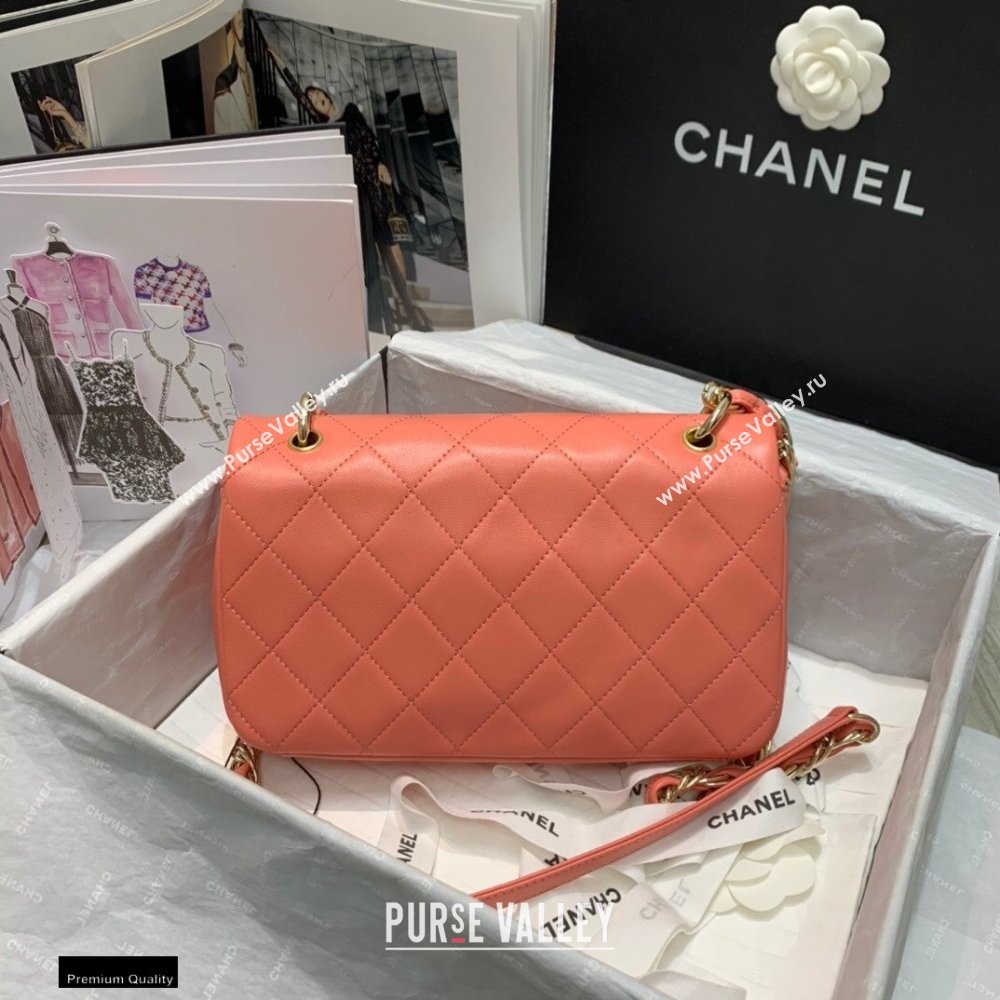 Chanel Lambskin Large Flap Bag AS2319 Coral Pink 2021 (jiyuan/haoyun-21012222)