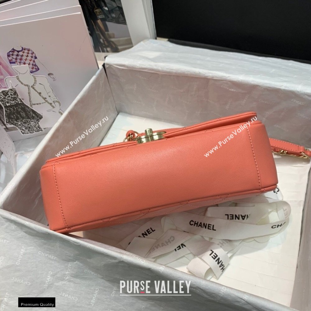 Chanel Lambskin Large Flap Bag AS2319 Coral Pink 2021 (jiyuan/haoyun-21012222)