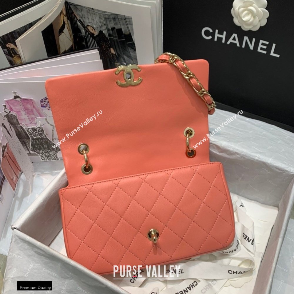 Chanel Lambskin Large Flap Bag AS2319 Coral Pink 2021 (jiyuan/haoyun-21012222)