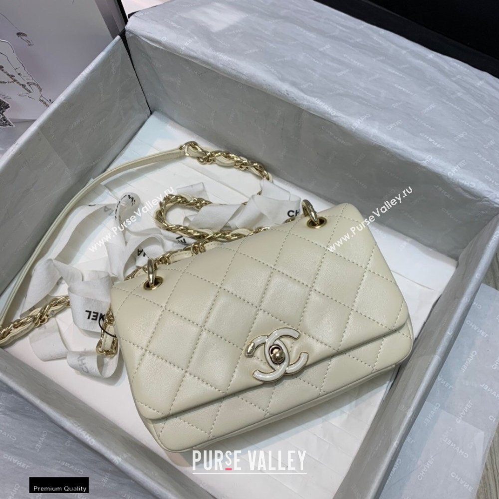 Chanel Lambskin Small Flap Bag AS2317 Creamy 2021 (jiyuan/haoyun-21012218)