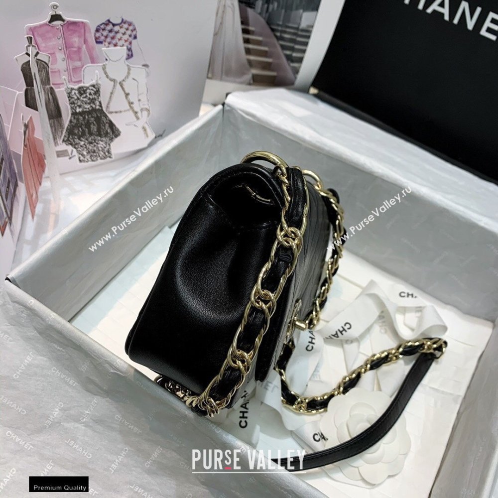 Chanel Lambskin Medium Flap Bag AS2318 Black 2021 (jiyuan/haoyun-21012214)