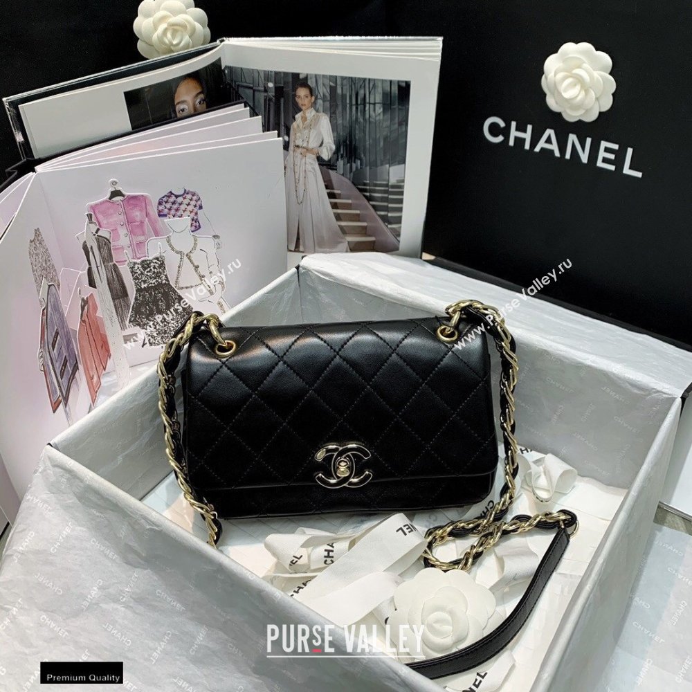 Chanel Lambskin Medium Flap Bag AS2318 Black 2021 (jiyuan/haoyun-21012214)