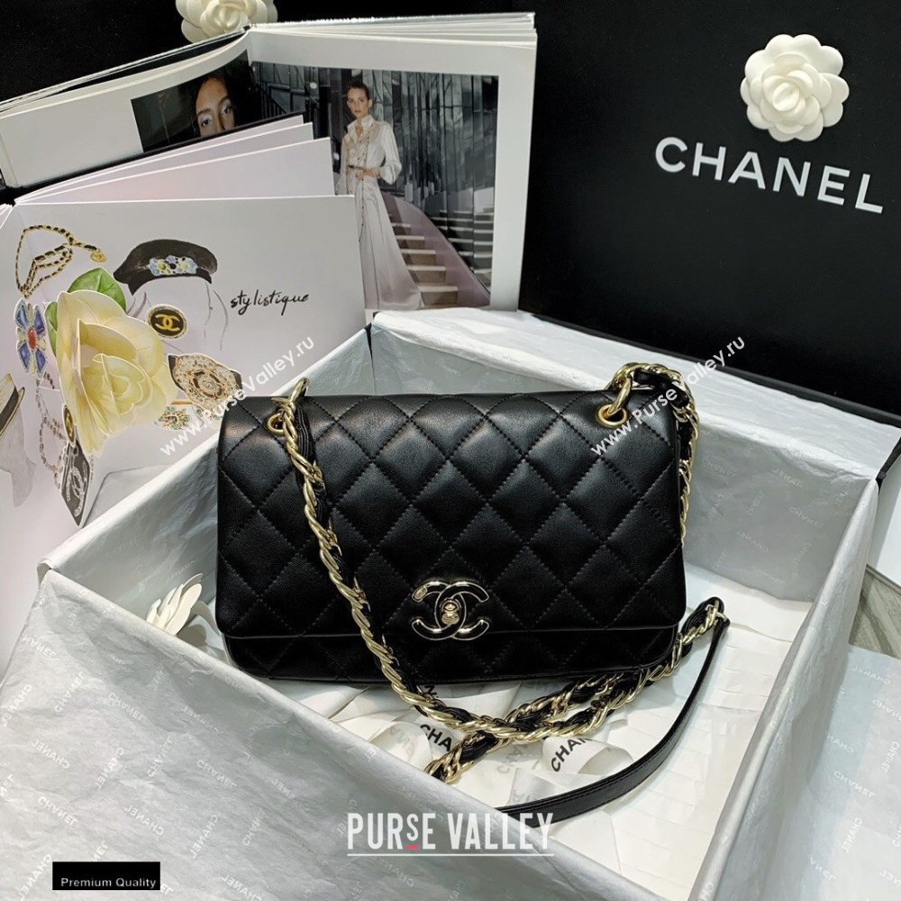 Chanel Lambskin Large Flap Bag AS2319 Black 2021 (jiyuan/haoyun-21012213)