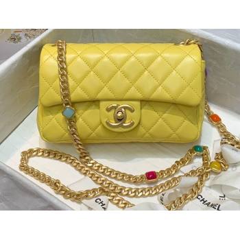 Chanel Resin Chain Lambskin Small Flap Bag AS2380 Yellow 2021 (jiyuan/haoyun-21012234)