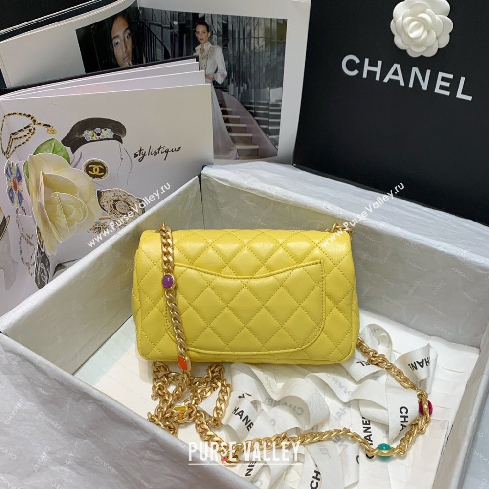 Chanel Resin Chain Lambskin Small Flap Bag AS2380 Yellow 2021 (jiyuan/haoyun-21012234)