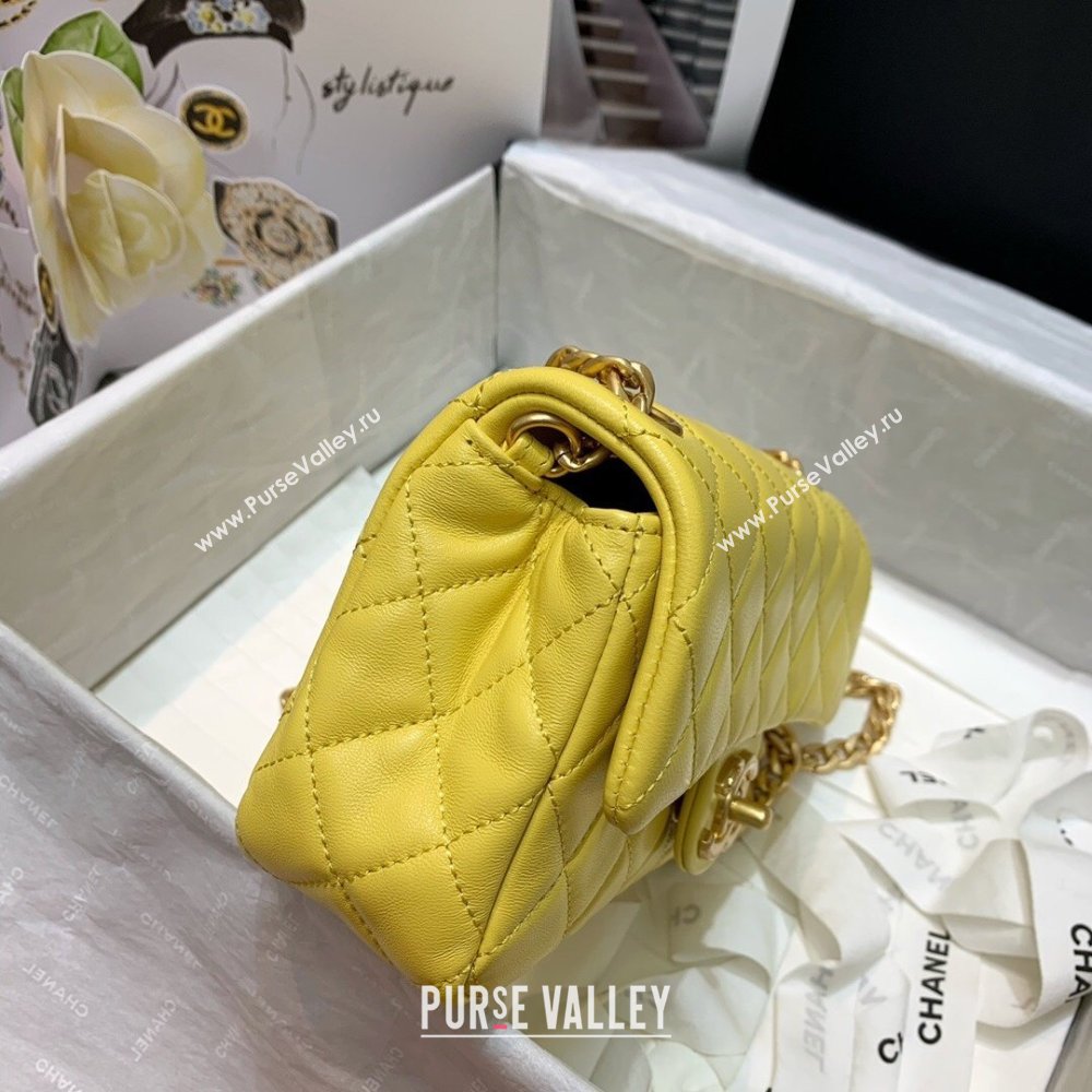 Chanel Resin Chain Lambskin Small Flap Bag AS2380 Yellow 2021 (jiyuan/haoyun-21012234)