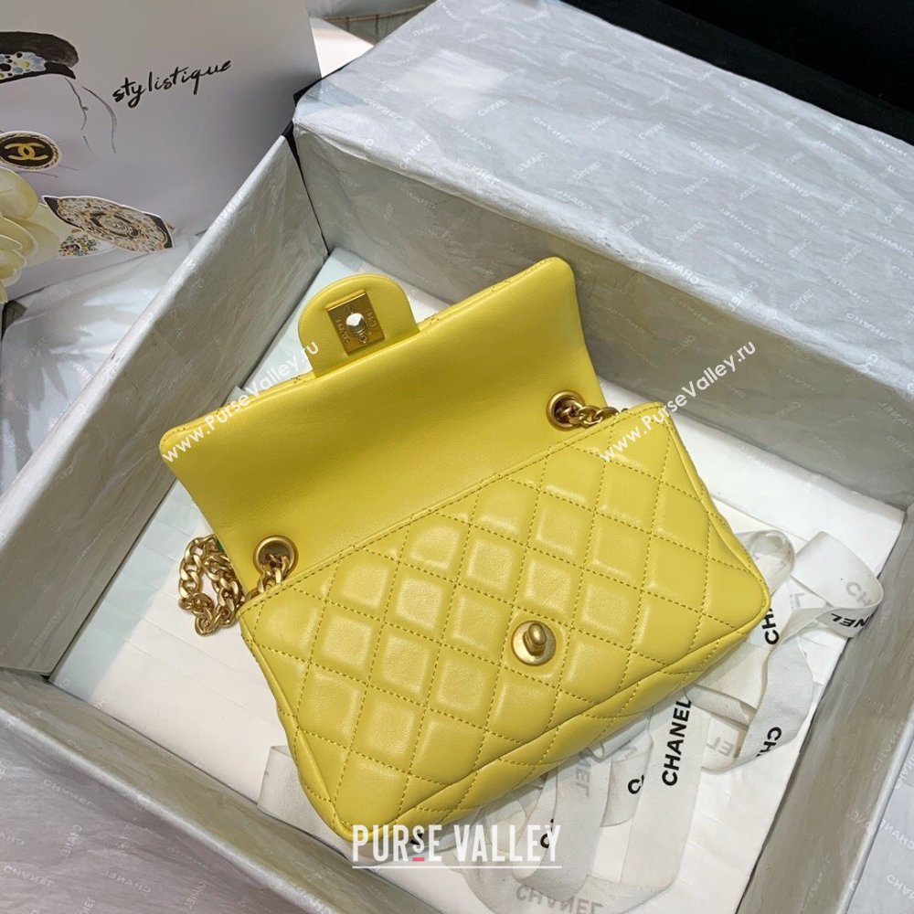 Chanel Resin Chain Lambskin Small Flap Bag AS2380 Yellow 2021 (jiyuan/haoyun-21012234)