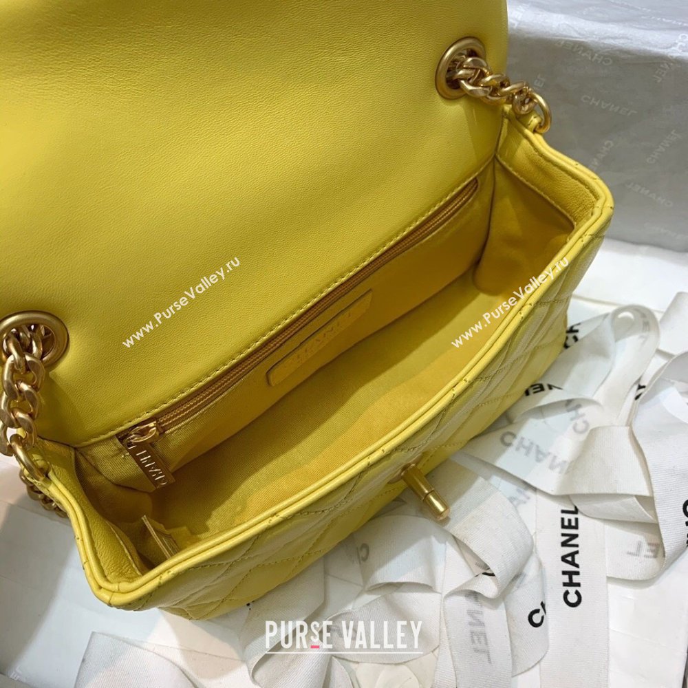 Chanel Resin Chain Lambskin Small Flap Bag AS2380 Yellow 2021 (jiyuan/haoyun-21012234)