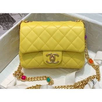 Chanel Resin Chain Lambskin Mini Flap Bag AS2379 Yellow 2021 (jiyuan/haoyun-21012244)