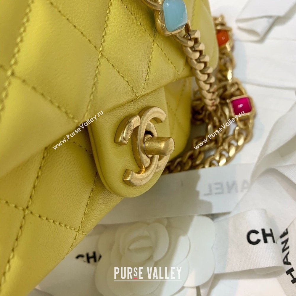 Chanel Resin Chain Lambskin Mini Flap Bag AS2379 Yellow 2021 (jiyuan/haoyun-21012244)