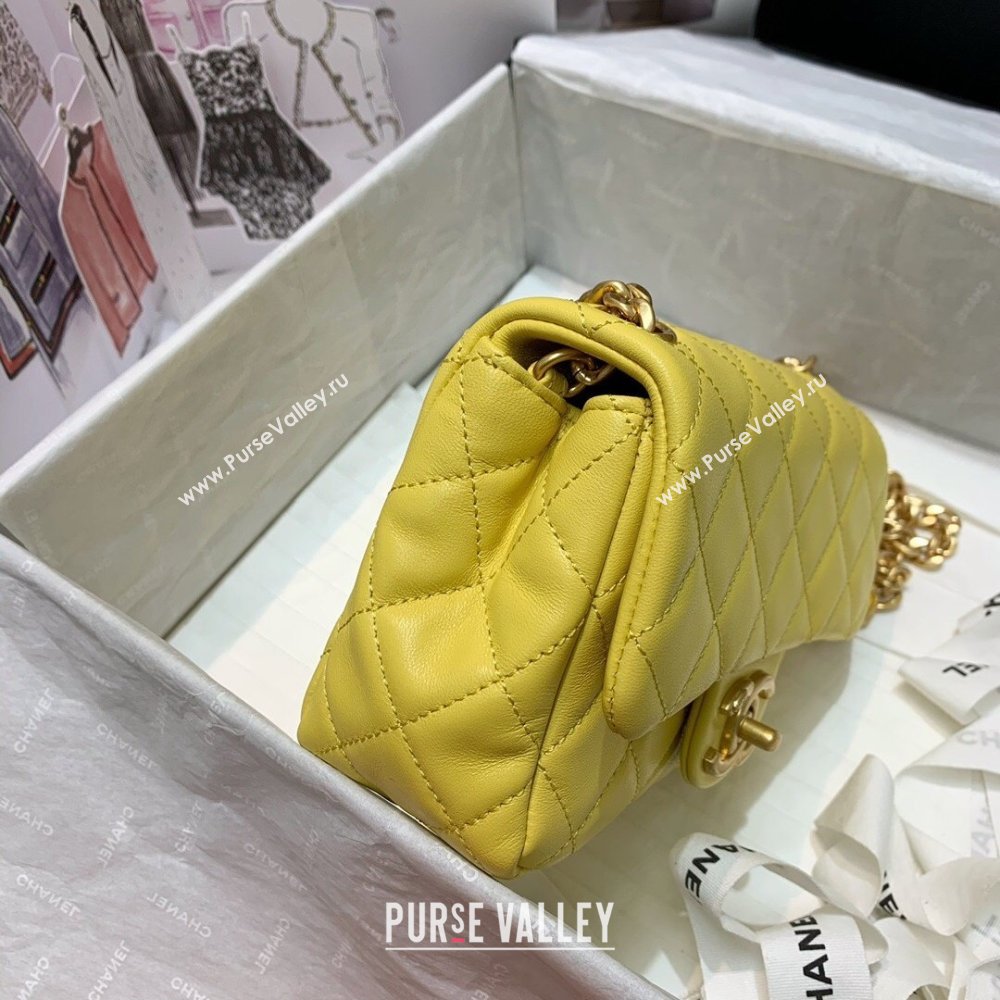 Chanel Resin Chain Lambskin Mini Flap Bag AS2379 Yellow 2021 (jiyuan/haoyun-21012244)