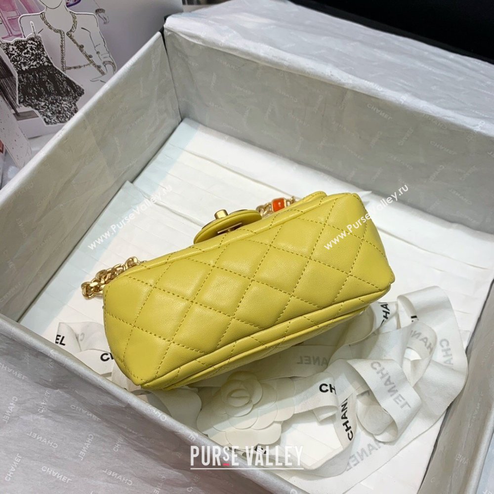 Chanel Resin Chain Lambskin Mini Flap Bag AS2379 Yellow 2021 (jiyuan/haoyun-21012244)