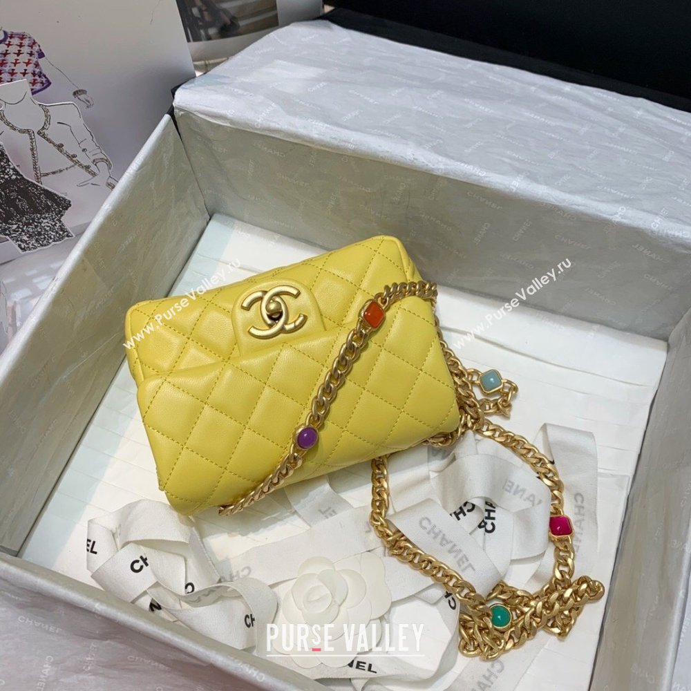 Chanel Resin Chain Lambskin Mini Flap Bag AS2379 Yellow 2021 (jiyuan/haoyun-21012244)