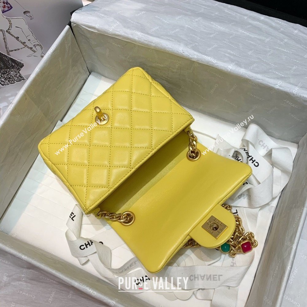 Chanel Resin Chain Lambskin Mini Flap Bag AS2379 Yellow 2021 (jiyuan/haoyun-21012244)