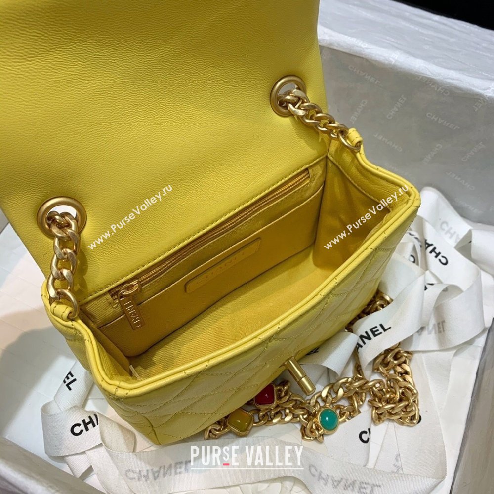 Chanel Resin Chain Lambskin Mini Flap Bag AS2379 Yellow 2021 (jiyuan/haoyun-21012244)
