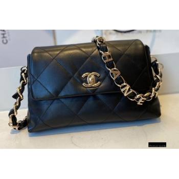 Chanel Lambskin Small Flap Bag with Logo Strap AS2299 Black 2021 (jiyuan/haoyun-21012203)