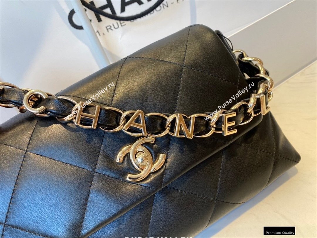 Chanel Lambskin Small Flap Bag with Logo Strap AS2299 Black 2021 (jiyuan/haoyun-21012203)