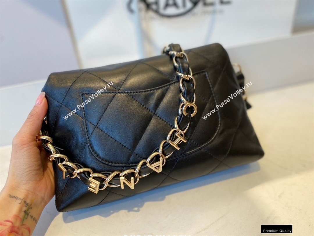 Chanel Lambskin Small Flap Bag with Logo Strap AS2299 Black 2021 (jiyuan/haoyun-21012203)