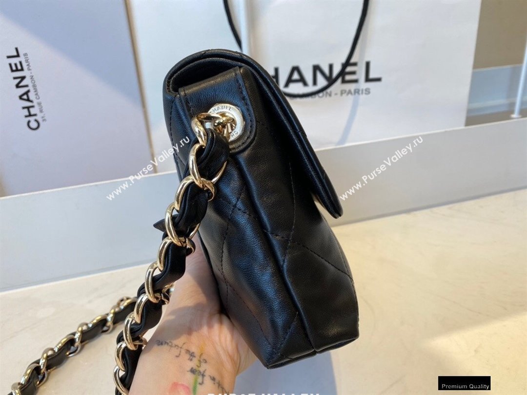 Chanel Lambskin Small Flap Bag with Logo Strap AS2299 Black 2021 (jiyuan/haoyun-21012203)