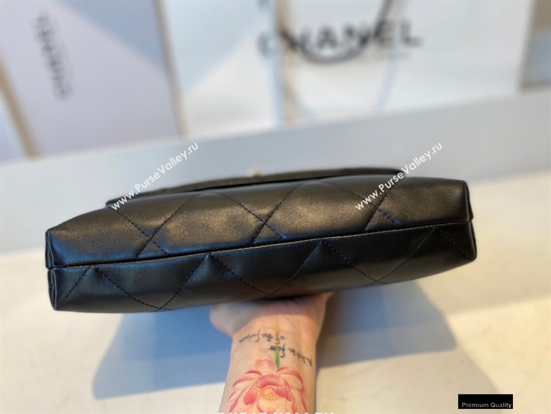 Chanel Lambskin Small Flap Bag with Logo Strap AS2299 Black 2021 (jiyuan/haoyun-21012203)