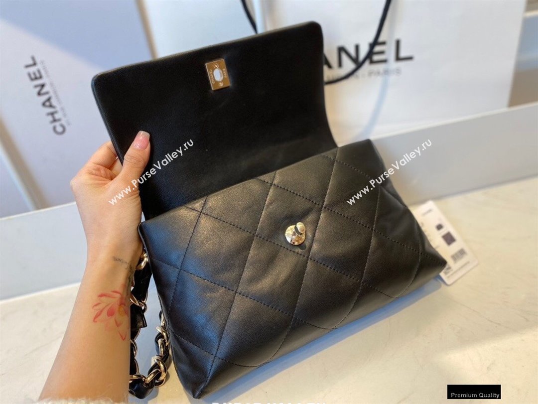 Chanel Lambskin Small Flap Bag with Logo Strap AS2299 Black 2021 (jiyuan/haoyun-21012203)