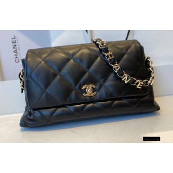 Chanel Lambskin Large Flap Bag with Logo Strap AS2316 Black 2021 (jiyuan/haoyun-21012201)